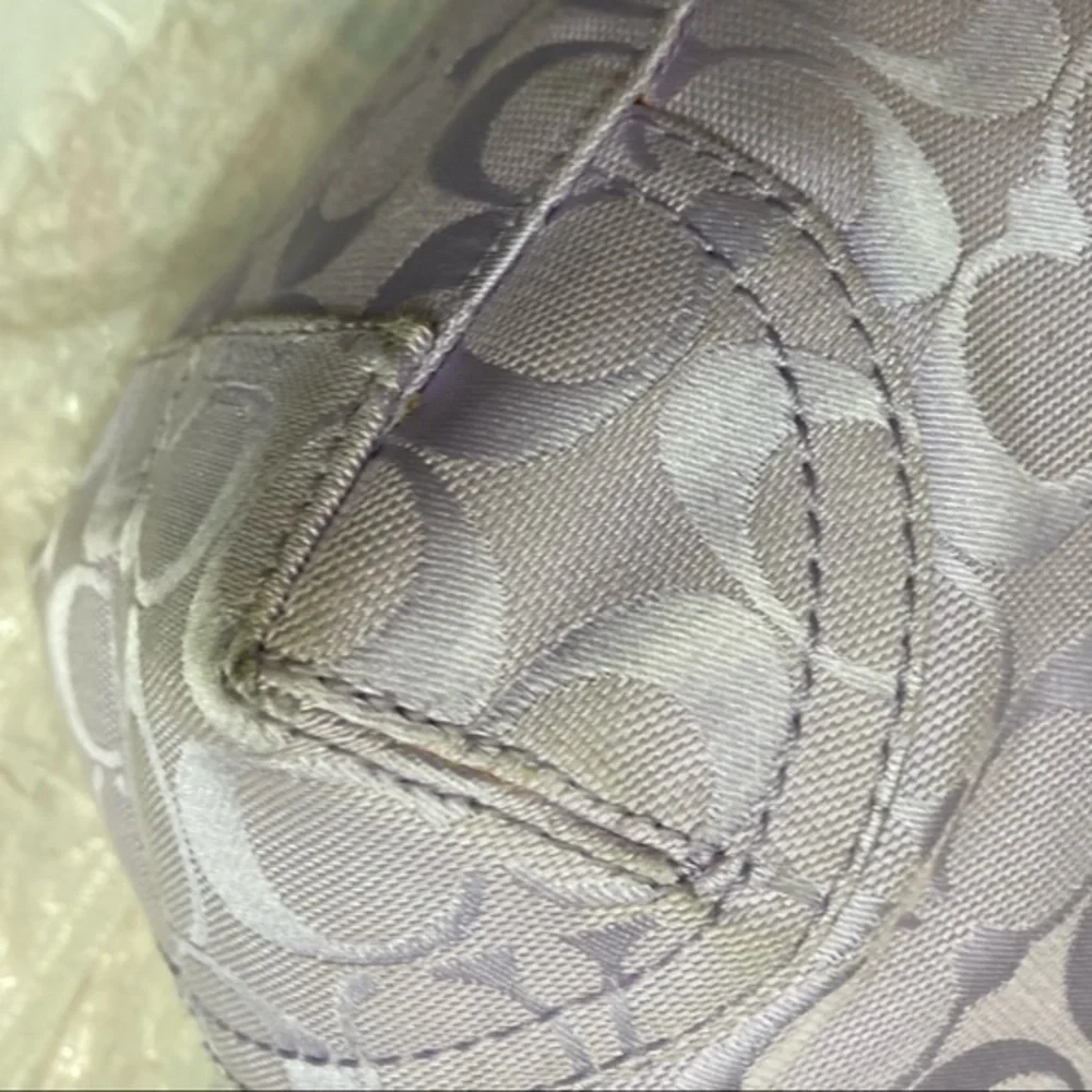 Coach rare purple leather and canvas signature c tote bag